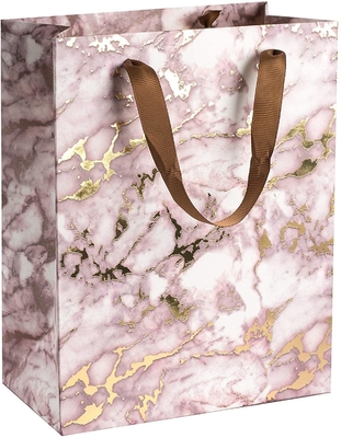 Customized Hot Stamping Kraft Paper Bag with Carry Handles and Recyclable Material