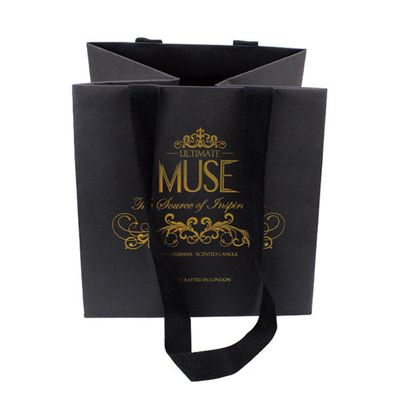 Matt Black Kraft Paper Gift Bags Clothing Packaging Bags With Handles And String