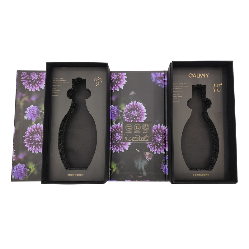 Free sample custom special shape flip hard paper box luxury cosmetics skin care packaging carton with insert tray