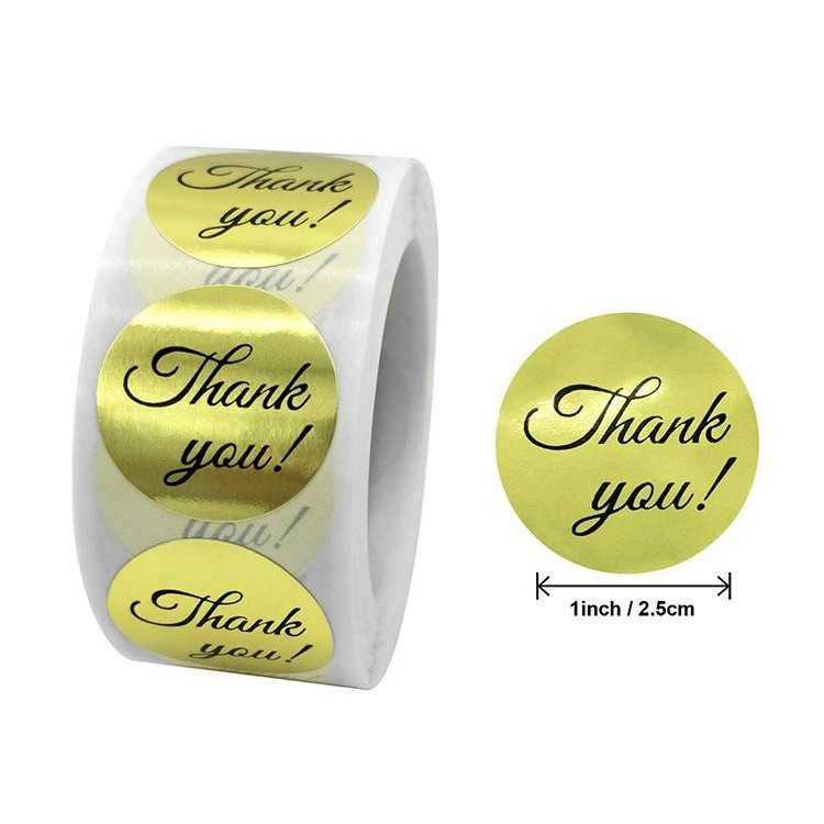 Custom Self Adhesive Vinyl Stickers 1 Inch / 2.5 Inch Thank You Sticker Label