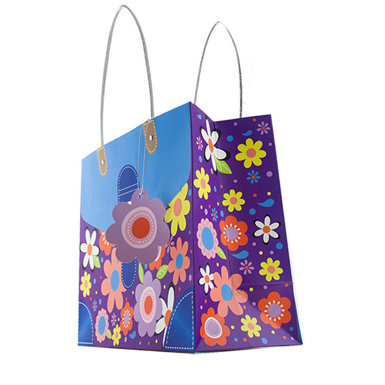 Recyclable Flat Bottom Kraft Paper Bags Custom Logo Grocery Shopping Bag