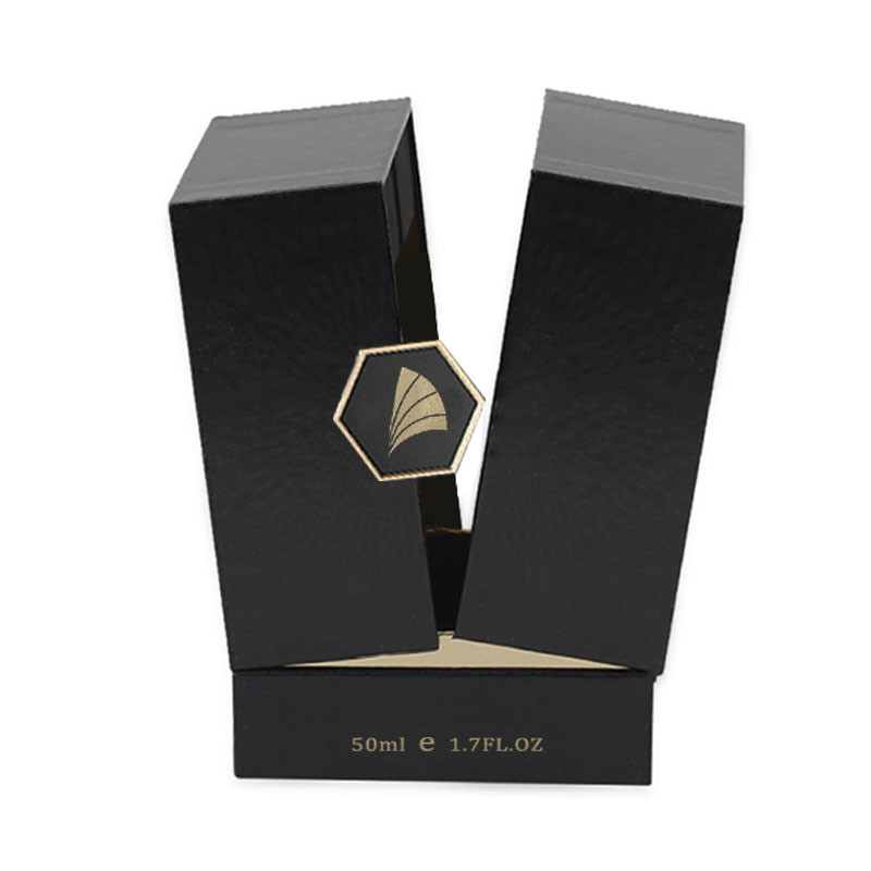 Custom Double Door Perfume Box in Black for Environmental Material and Luxury Packing