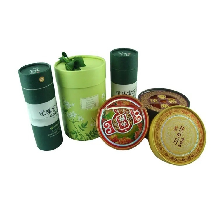 Eco-Friendly Paperboard Cosmetic Canister Cylinder Packaging Box for Childproof Tea Tube