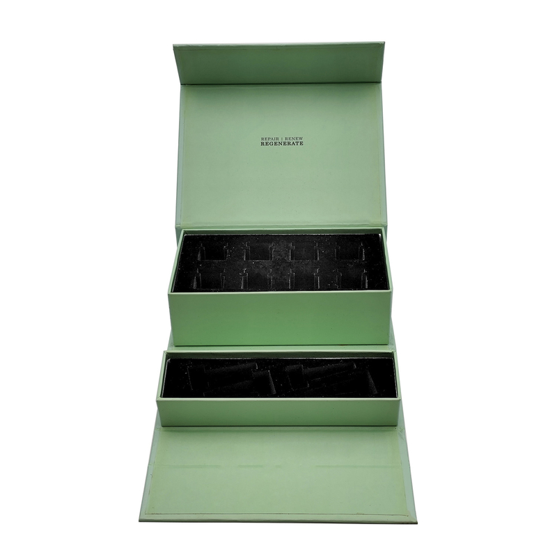 Flip Cover Rigid Gift Box Skincare Custom Magnetic Box Packaging With Dividers Tray