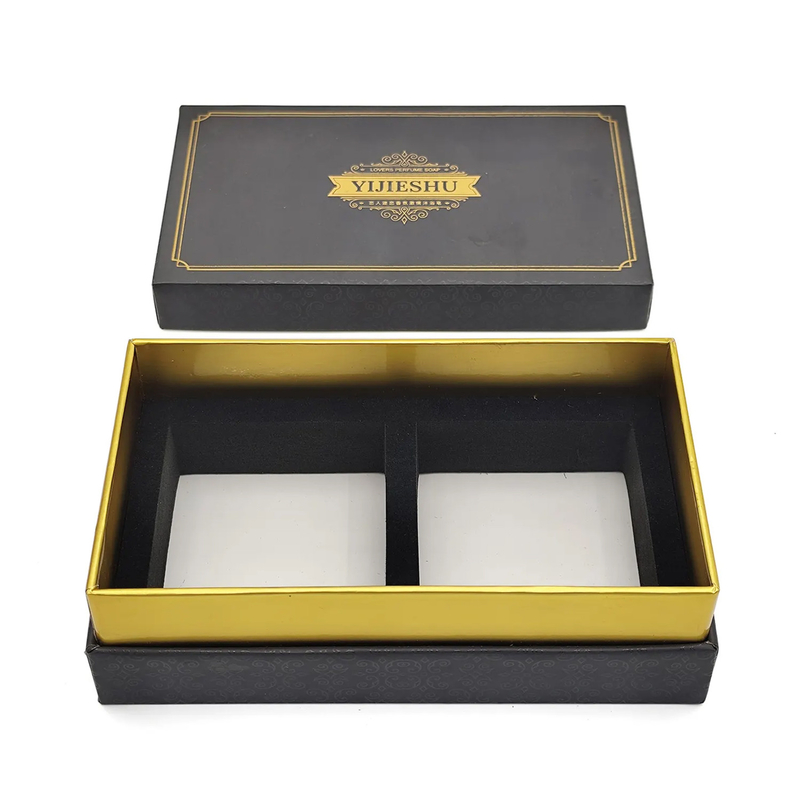 Gold Stamping 2 Piece Luxury Soap Packaging Box Custom Design Gift Box Lid And Base Box For Soap Packaging