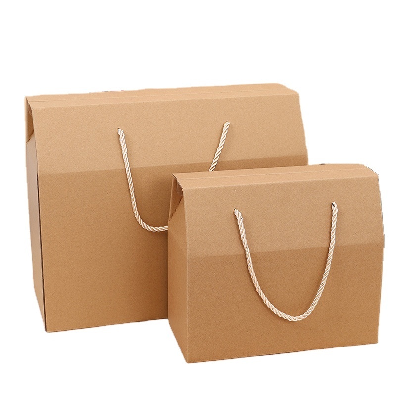 Custom Recycled Kraft Paper Box with Rope Handle Made from Art Paper for Food Grade Packaging