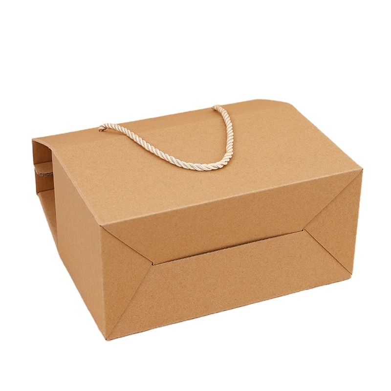 Custom Recycled Kraft Paper Box with Rope Handle Made from Art Paper for Food Grade Packaging