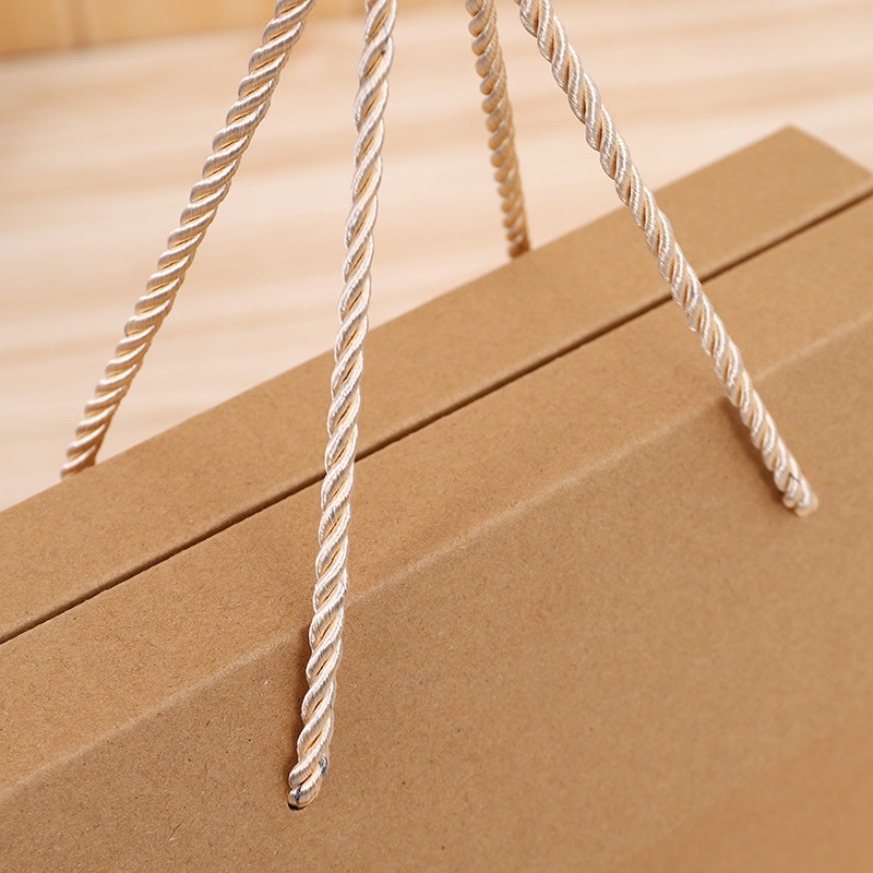 Custom Recycled Kraft Paper Box with Rope Handle Made from Art Paper for Food Grade Packaging