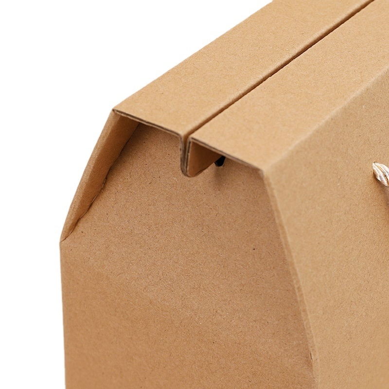 Custom Recycled Kraft Paper Box with Rope Handle Made from Art Paper for Food Grade Packaging