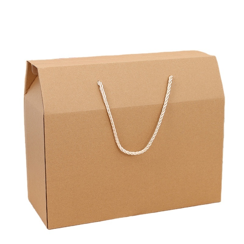 Custom Recycled Kraft Paper Box with Rope Handle Made from Art Paper for Food Grade Packaging