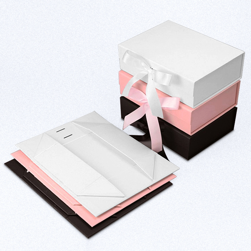 Customizable Ribbon Folding Cardboard Magnetic Gift Box with Recycled Materials for Craft and Gifts