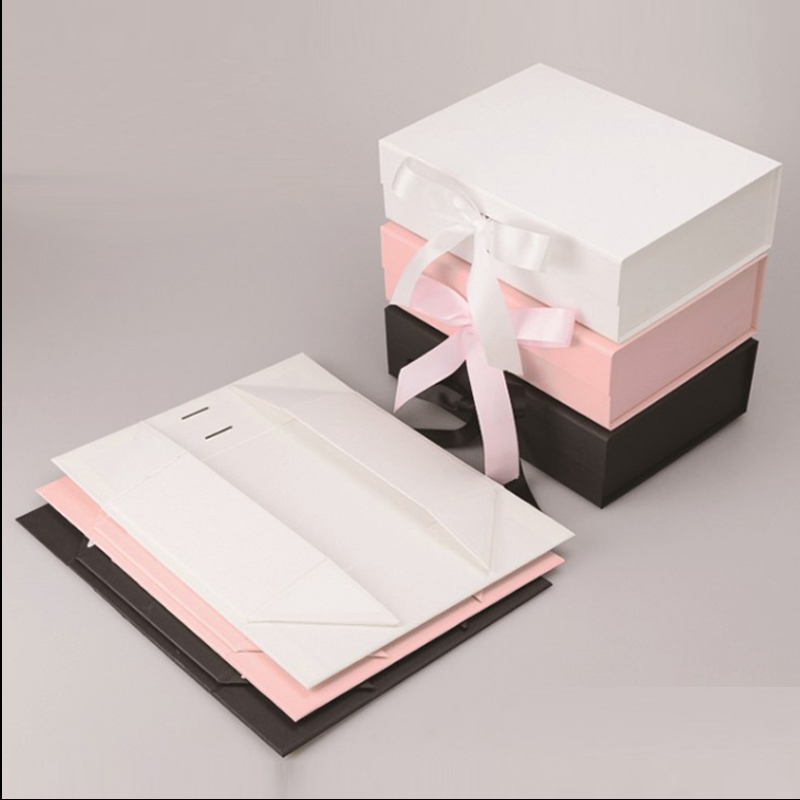 Customizable Ribbon Folding Cardboard Magnetic Gift Box with Recycled Materials for Craft and Gifts