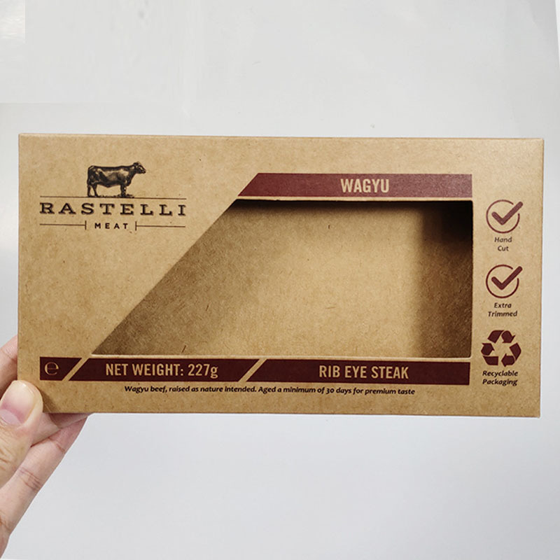 Custom Food Packaging Box with CMYK 4 Color Printing Recycled Materials and Custom Size for Nuts Jerky Biscuits Candy